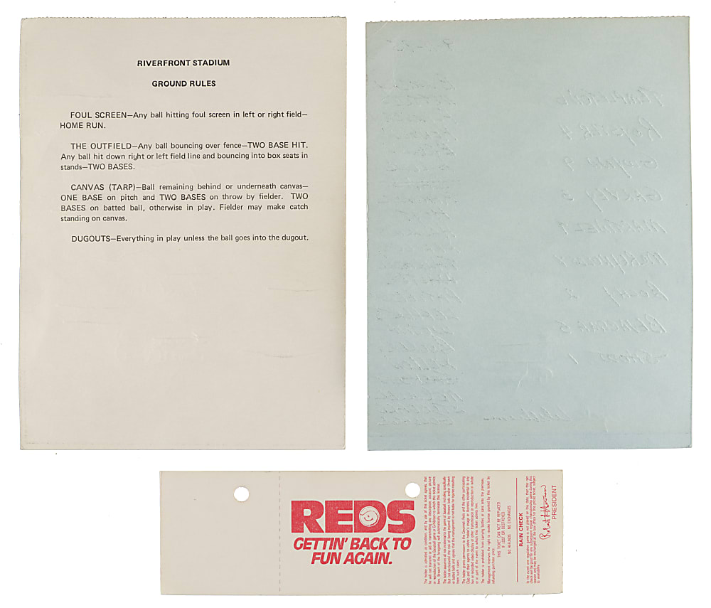 9/11/1985 Cincinnati Reds (vs. San Diego Padres) Lineup Cards - Pete Rose's Record-Breaking 4,192 Game - Direct Team Executive Provenance!