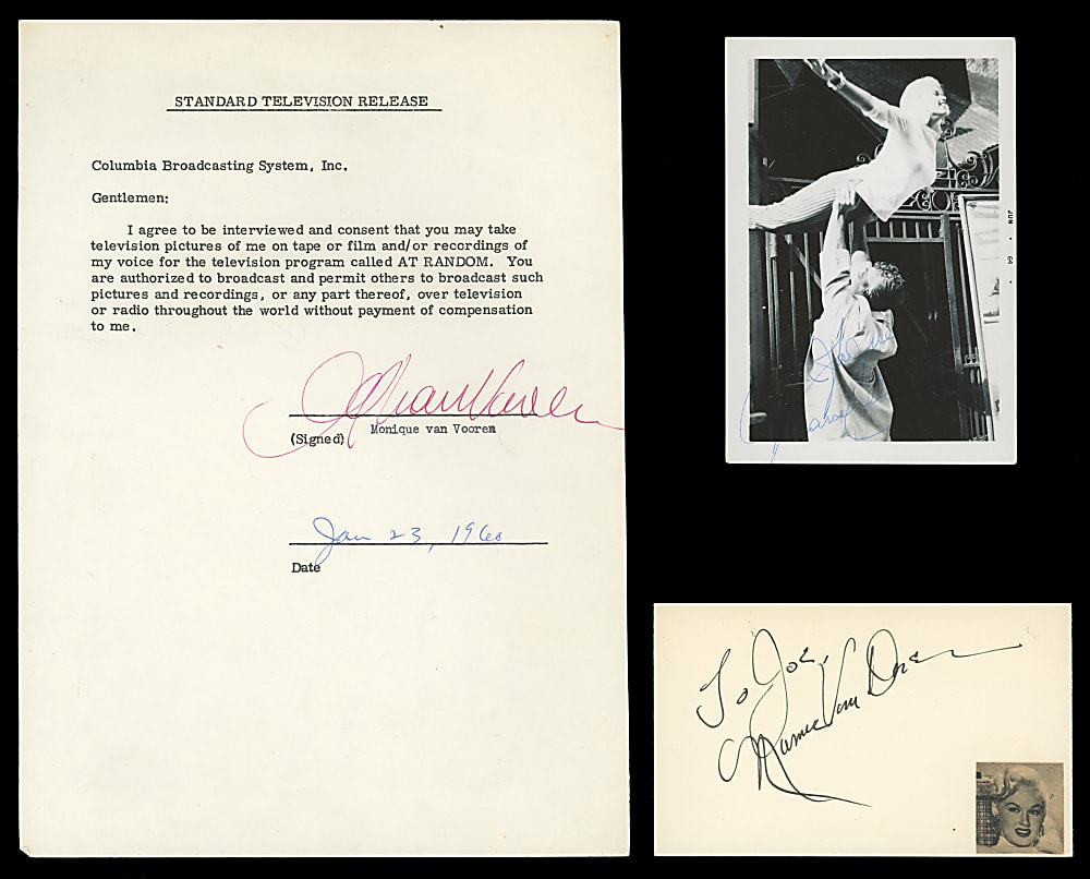 "Blonde Bombshell" Signed Flats (3) with Jayne Mansfield, Monique Van Vooren & Mamie Van Doren