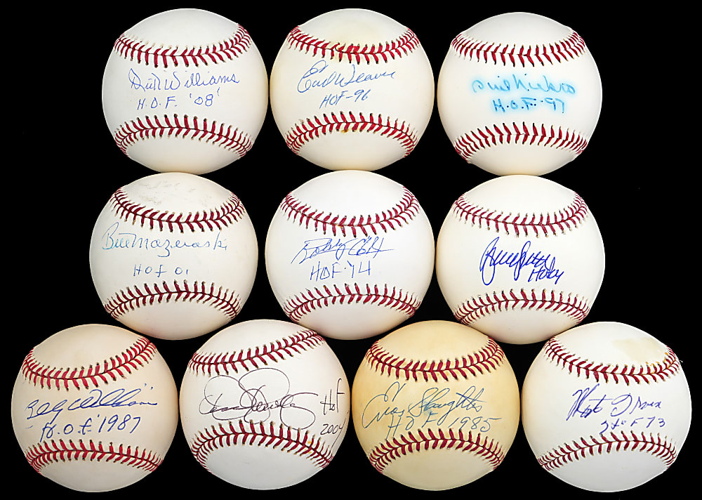 Hall of Famer Single-Signed Baseball Collection (28) - All with Hall of Fame Induction Year Inscriptions