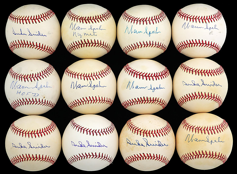 Warren Spahn & Duke Snider Single-Signed Dozen - All JSA