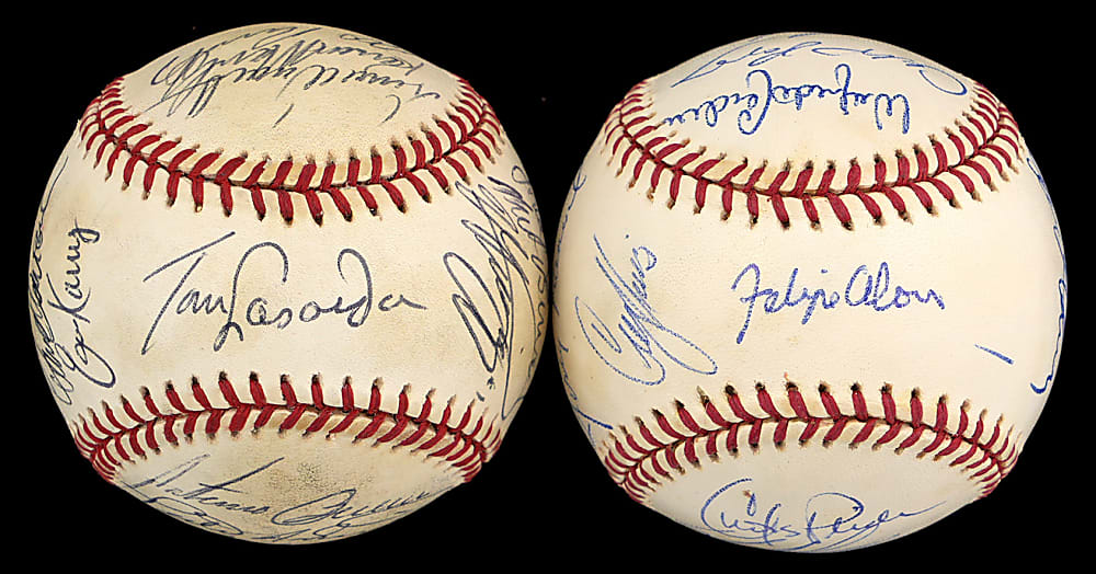 1995 Montreal Expos & 1996 Los Angeles Dodgers Team Signed Baseballs Pair