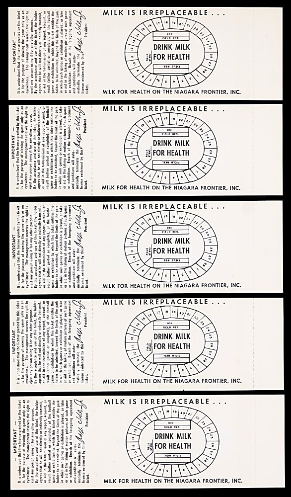 1964 AFL Champion Buffalo Bills Home Game Full Ticket, Near-Complete Set (5/7)