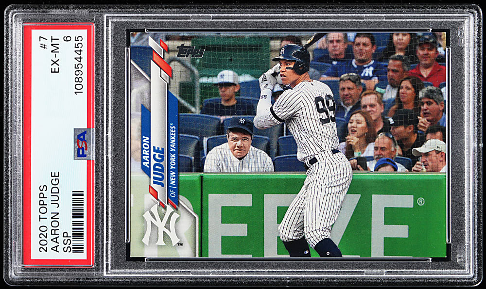 2020 Topps #7 Aaron Judge with Babe Ruth Background Super Shortprint PSA EX-MT 6
