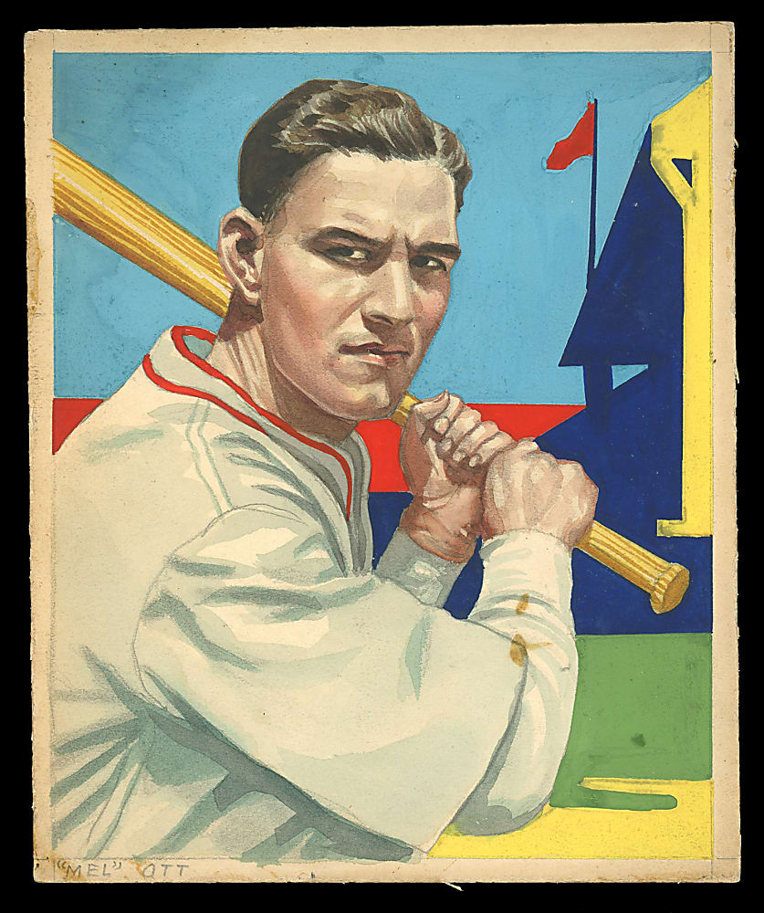 1934-1936 R327 Diamond Stars #50 Mel Ott - Original Card Artwork