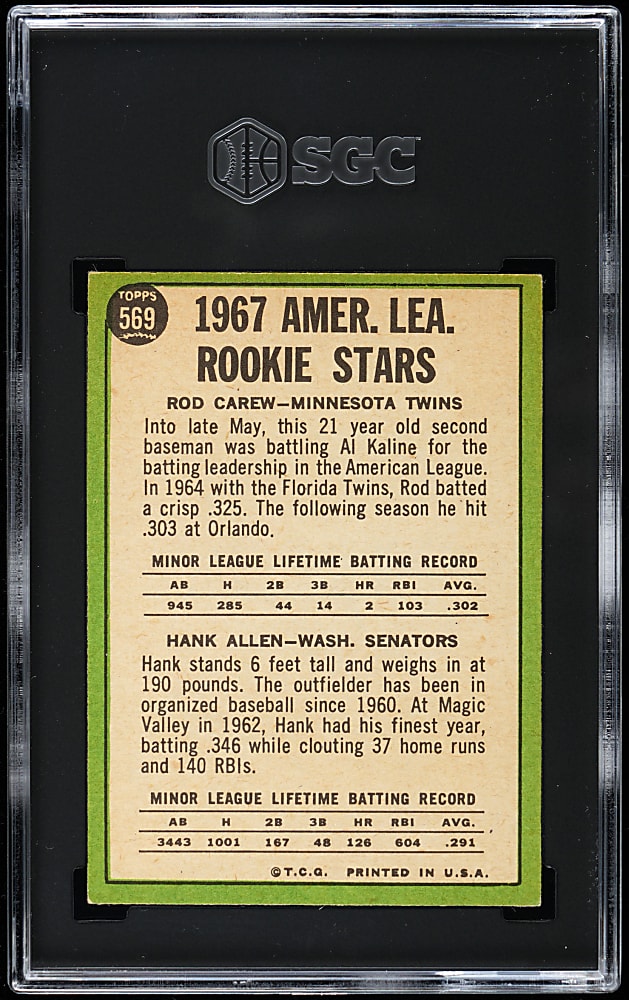 1967 Topps #569 Rod Carew Rookie High Number SGC VG/EX 4