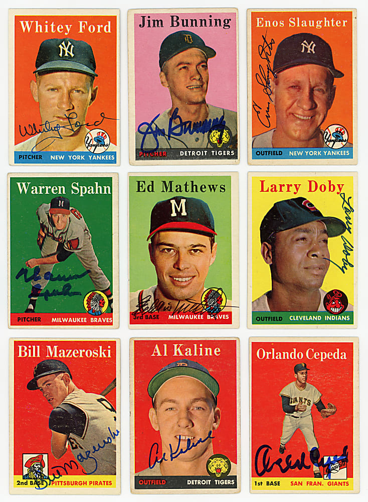 1958 Topps Signed Partial Set (299/494) with 16 Hall of Famers