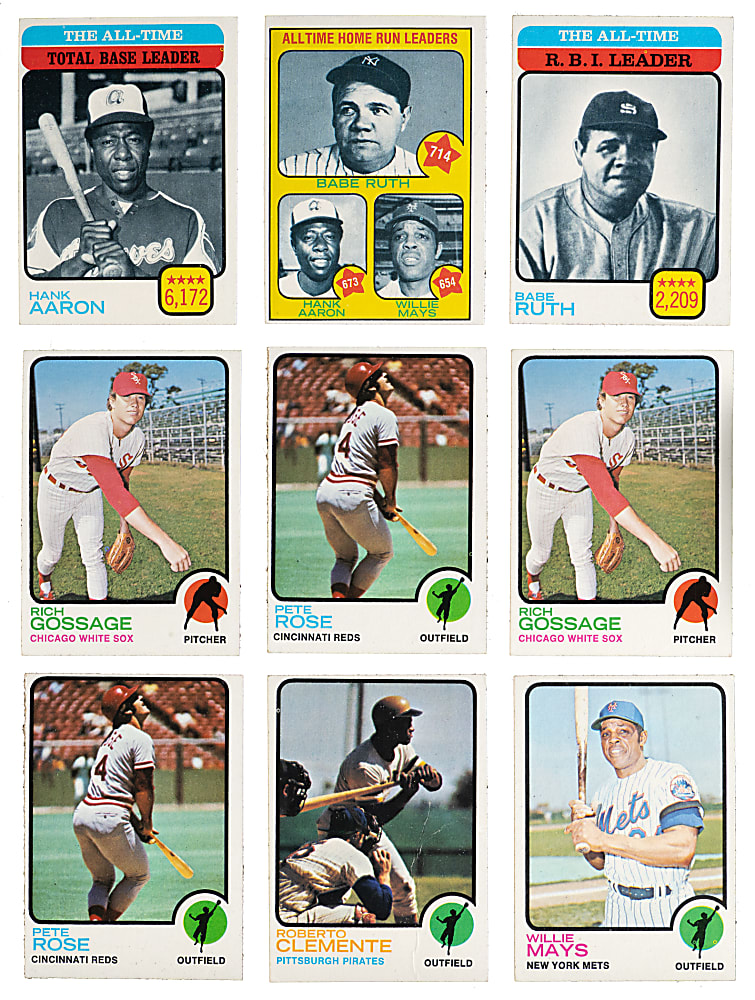 1973 Topps Collection (600+) with (60+) Hall of Famers Including #615 Mike Schmidt Rookie SGC EX 5 & (43) Blue Team Checklists
