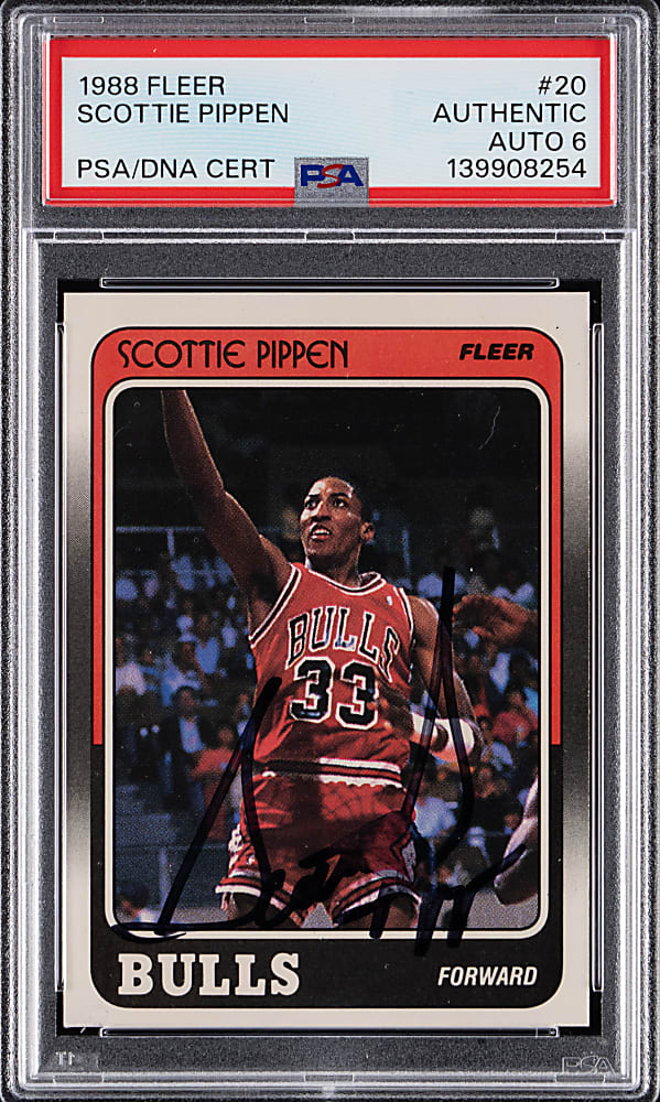 1988-1989 Fleer Basketball #20 Scottie Pippen Signed Rookie PSA/DNA Auto 6