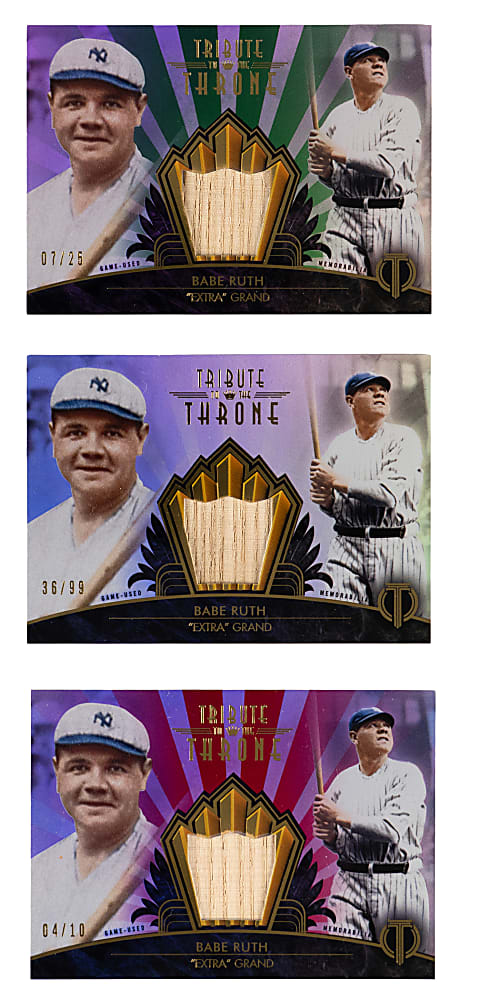 2013 Topps Tribute Babe Ruth To The Throne Relic Card Trio with #/10 Red Parallel
