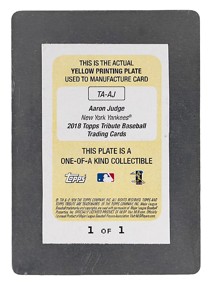 2018 Topps Tribute Aaron Judge Signed #1/1 Printing Plate