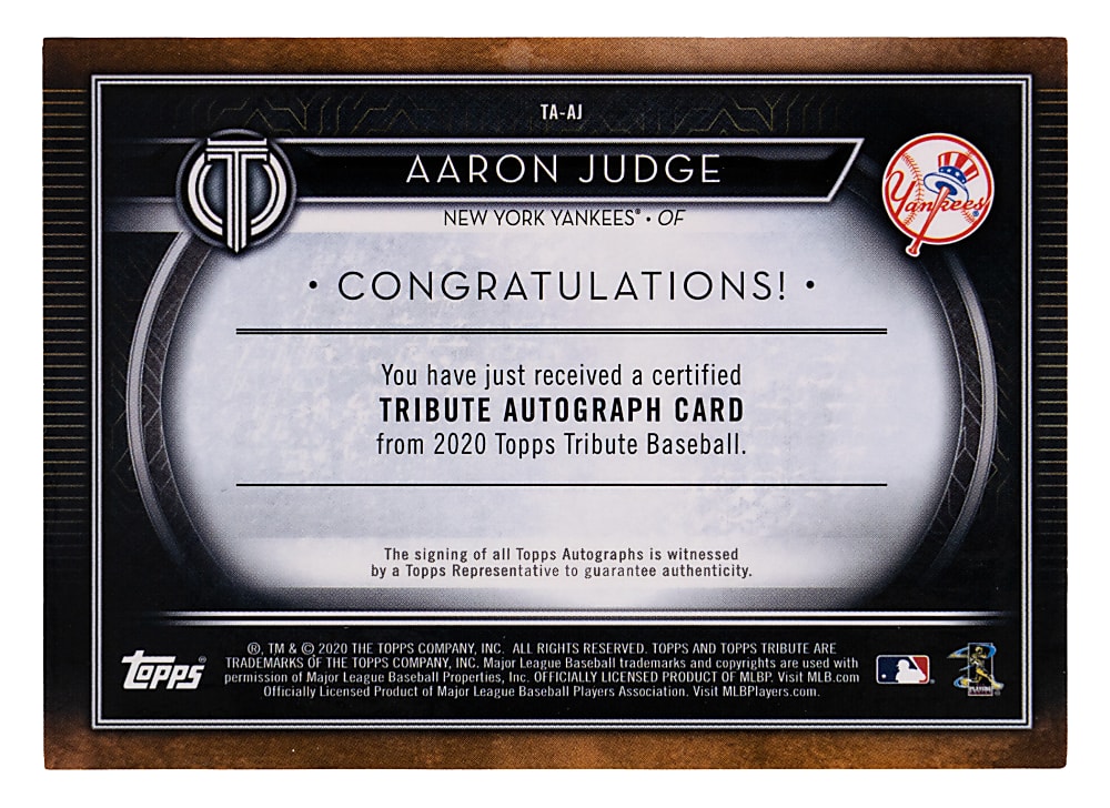 2020 Topps Tribute Aaron Judge Certified Autograph #/35