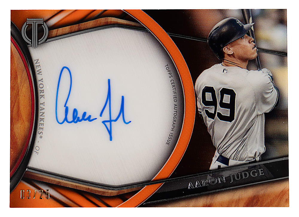 2018 Topps Tribute Aaron Judge Certified Autograph (Away Jersey) Pose Orange Parallel #/25