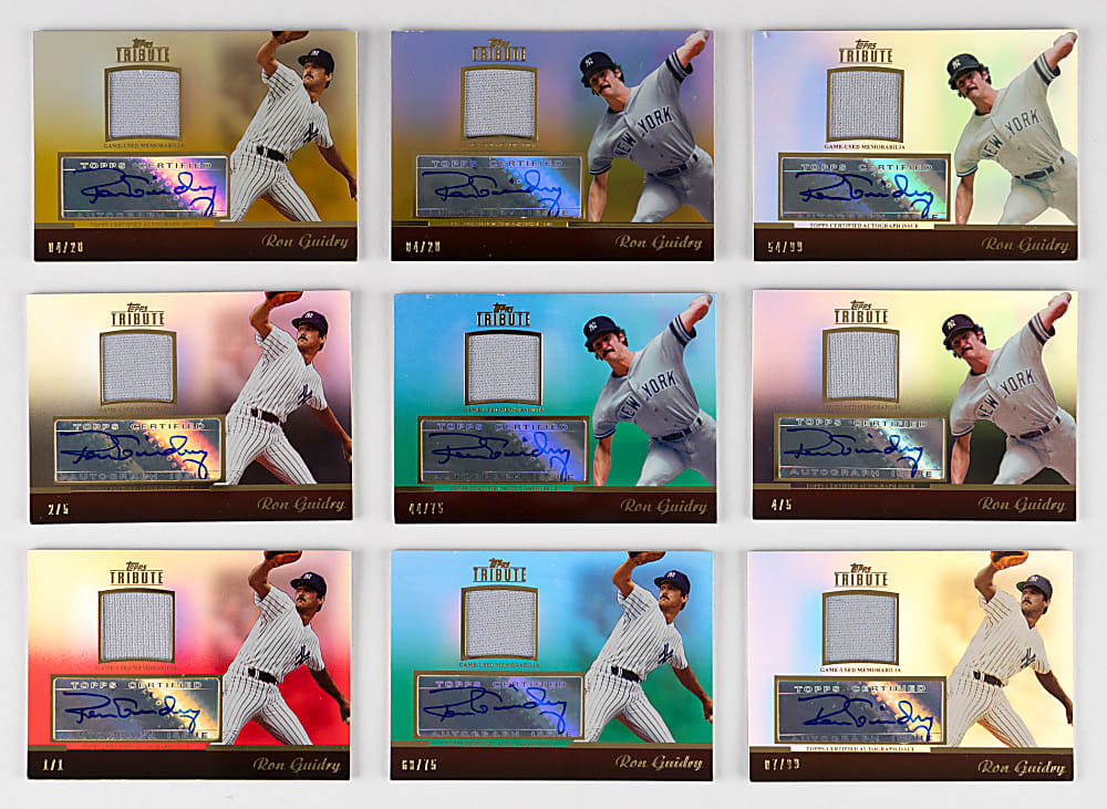 2011 Topps Tribute Ron Guidry Autographed Relic Complete/Near Rainbow Set Pair - (9 Total Cards)