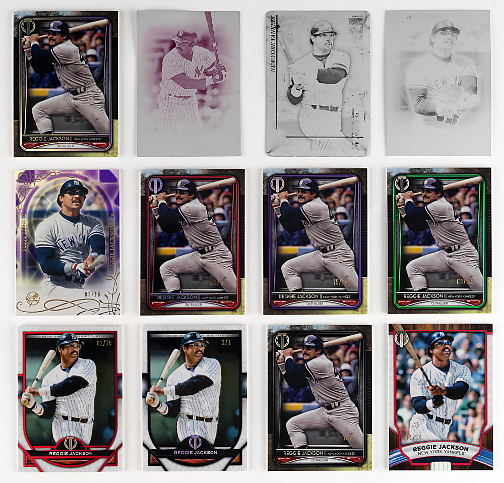 2009-2022 Topps Tribute Reggie Jackson Complete/Near Rainbow Sets with (5) #1/1 - (31 Total Cards)