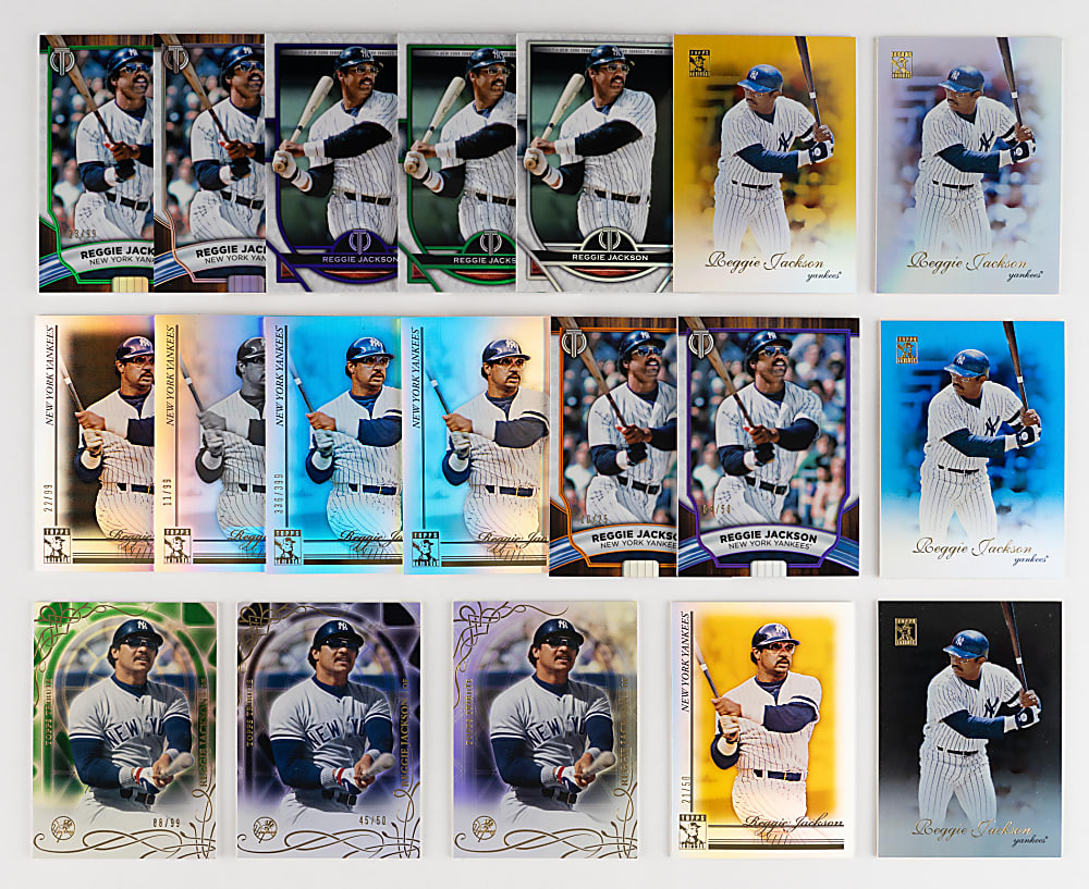 2009-2022 Topps Tribute Reggie Jackson Complete/Near Rainbow Sets with (5) #1/1 - (31 Total Cards)
