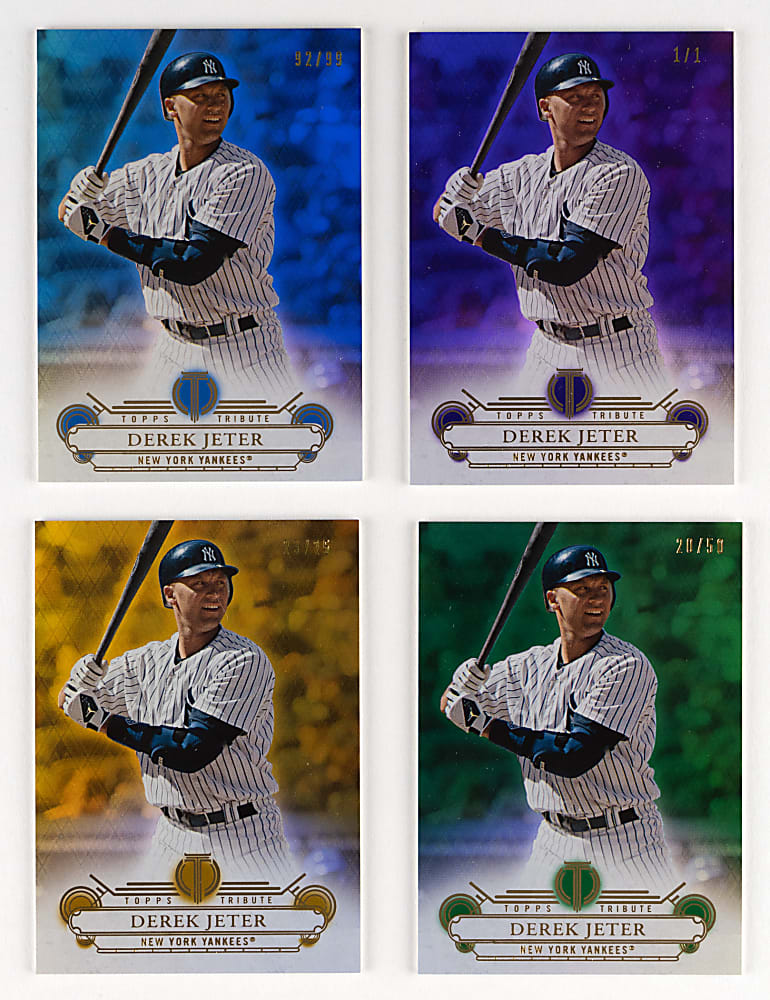 2014 Topps Tribute #22 Derek Jeter Rainbow Set (8) with (3) #1/1