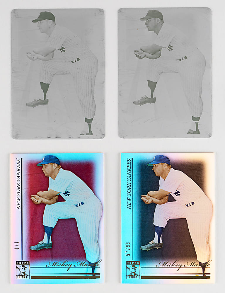2010 Topps Tribute #50 Mickey Mantle Rainbow Set (8) with (3) #1/1