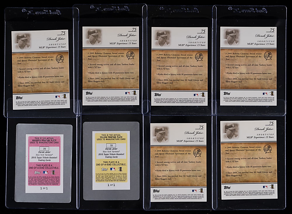 2010 Topps Tribute #75 Derek Jeter Rainbow Set (8) with (3) #1/1
