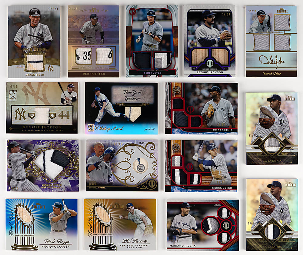 2009-2022 Topps Tribute New York Yankees Hall of Fame Game-Used Relic Collection (30) with (7) Derek Jeter