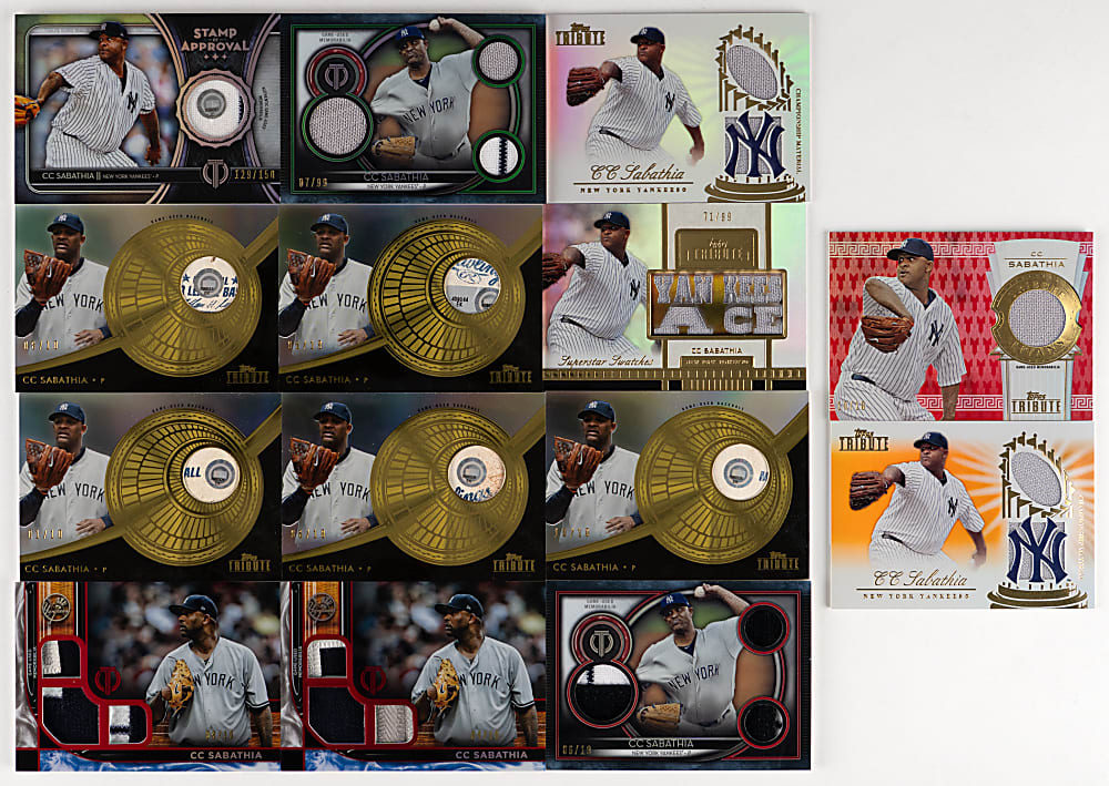 2009-2022 Topps Tribute New York Yankees Hall of Fame Game-Used Relic Collection (30) with (7) Derek Jeter