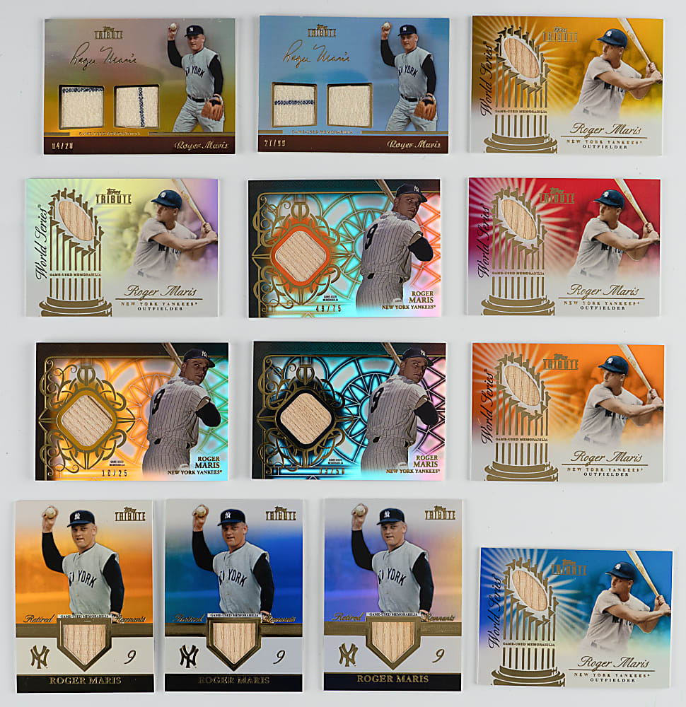 2011-2015 Topps Tribute Roger Maris Relics Complete/Near Rainbow Set Collection (17) Different