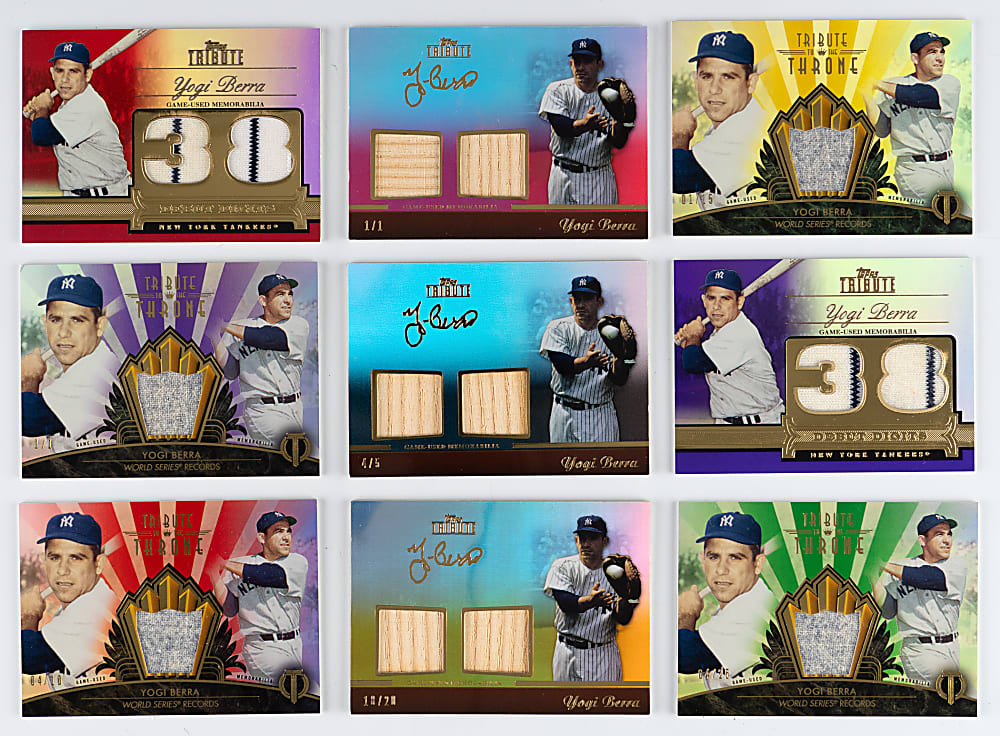 2010-2014 Topps Tribute Yogi Berra Relics Complete/Near Rainbow Set Collection (21) Different