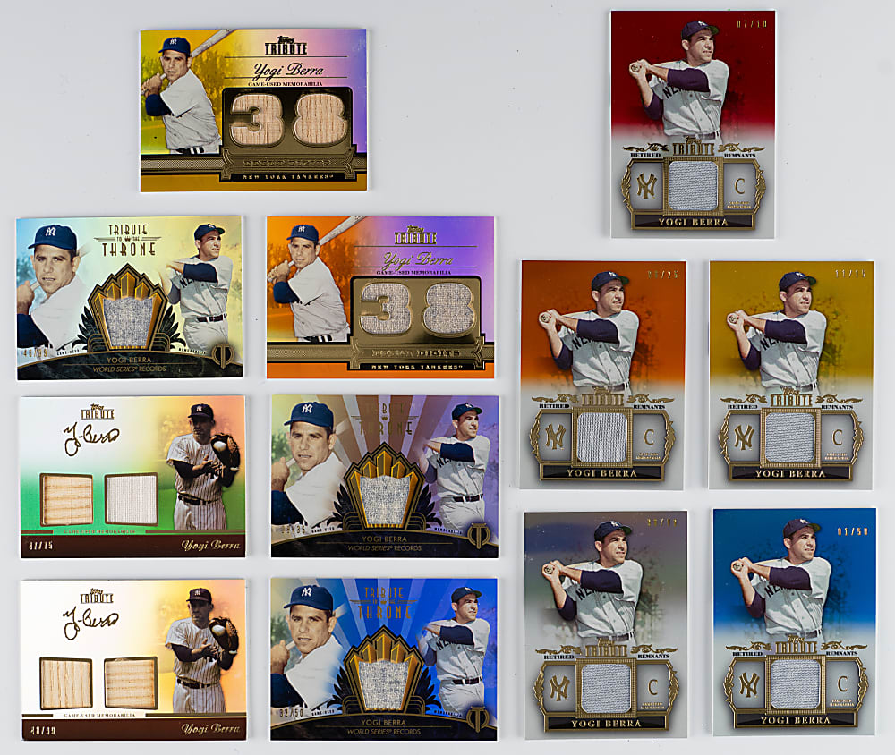 2010-2014 Topps Tribute Yogi Berra Relics Complete/Near Rainbow Set Collection (21) Different