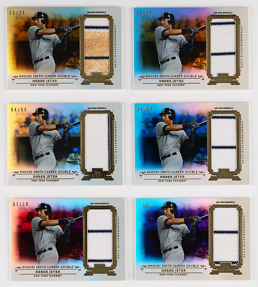 2013 Topps Tribute Derek Jeter Commemorative Cuts Rainbow Set (6)