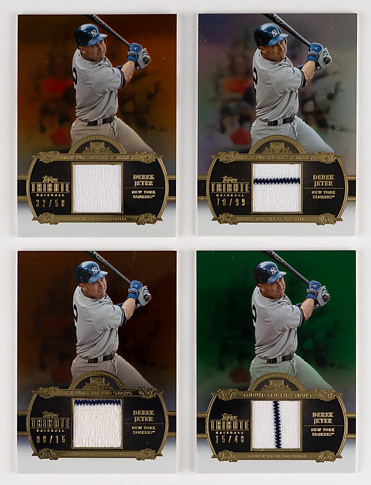 2012 & 2013 Topps Tribute Derek Jeter Relics Near Rainbow Set Trio - (16 Total Cards)
