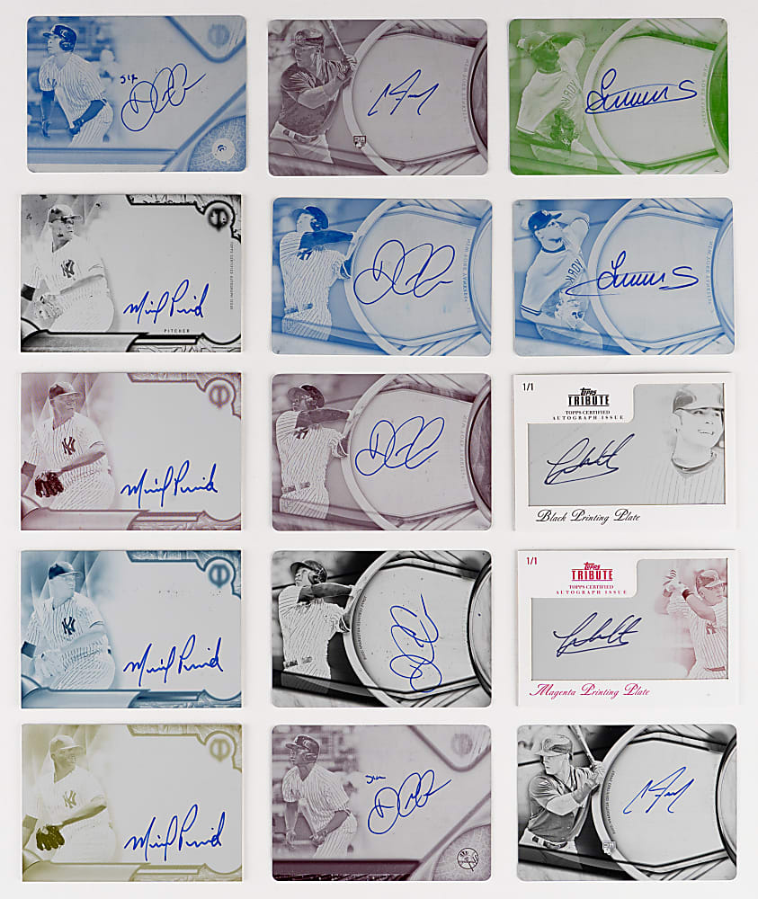 2012-2022 Topps Tribute New York Yankees Signed #1/1 Printing Plates (31) with Player Set