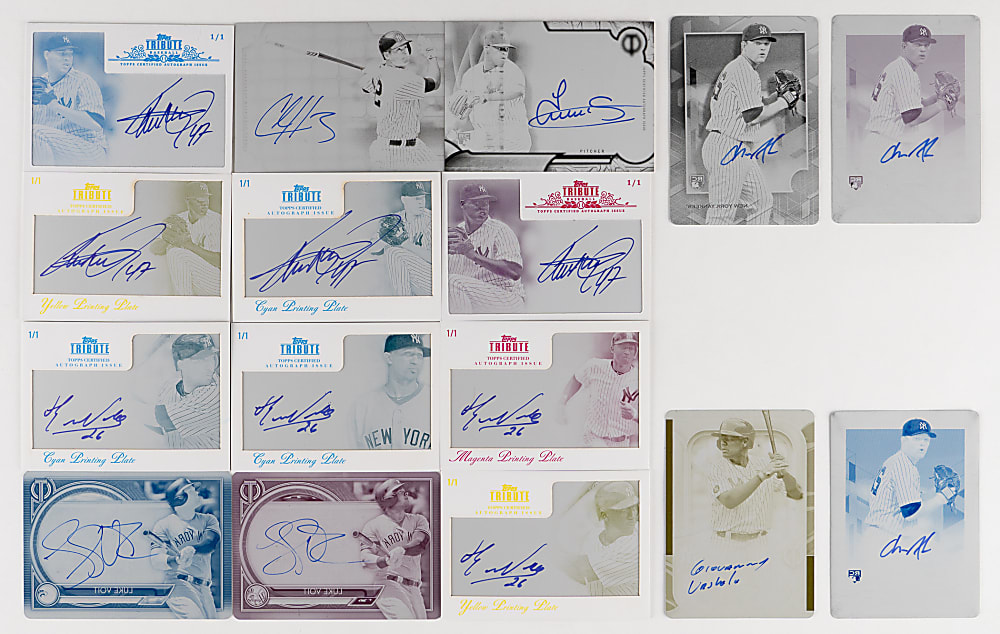 2012-2022 Topps Tribute New York Yankees Signed #1/1 Printing Plates (31) with Player Set
