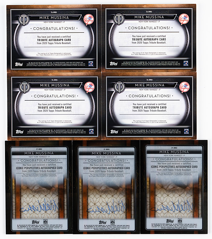 2020 Topps Tribute Mike Mussina Certified Autograph Near Rainbow Set Pair (7) with #1/1 Black