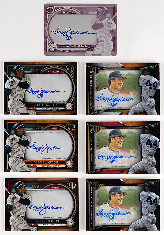 2020 Topps Tribute Reggie Jackson Certified Autograph Near Rainbow Set Pair (7) Different with (2) #1/1