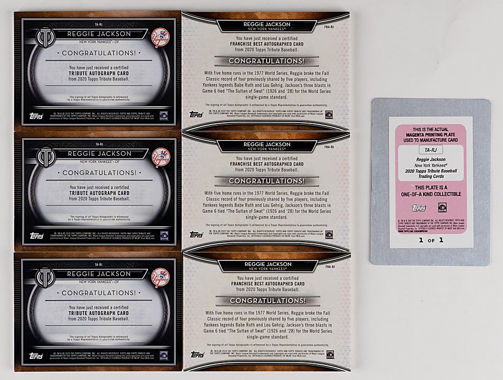 2020 Topps Tribute Reggie Jackson Certified Autograph Near Rainbow Set Pair (7) Different with (2) #1/1