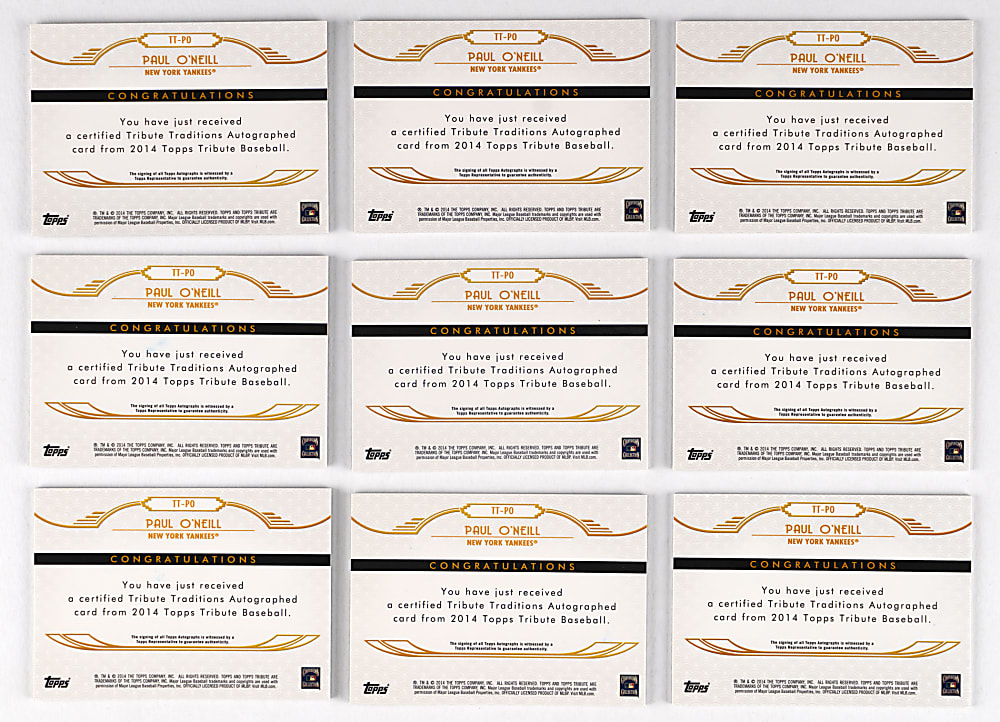 2014 Topps Tribute Paul O'Neill Traditions Certified Autograph Near Rainbow (9) with #1/1 Onyx