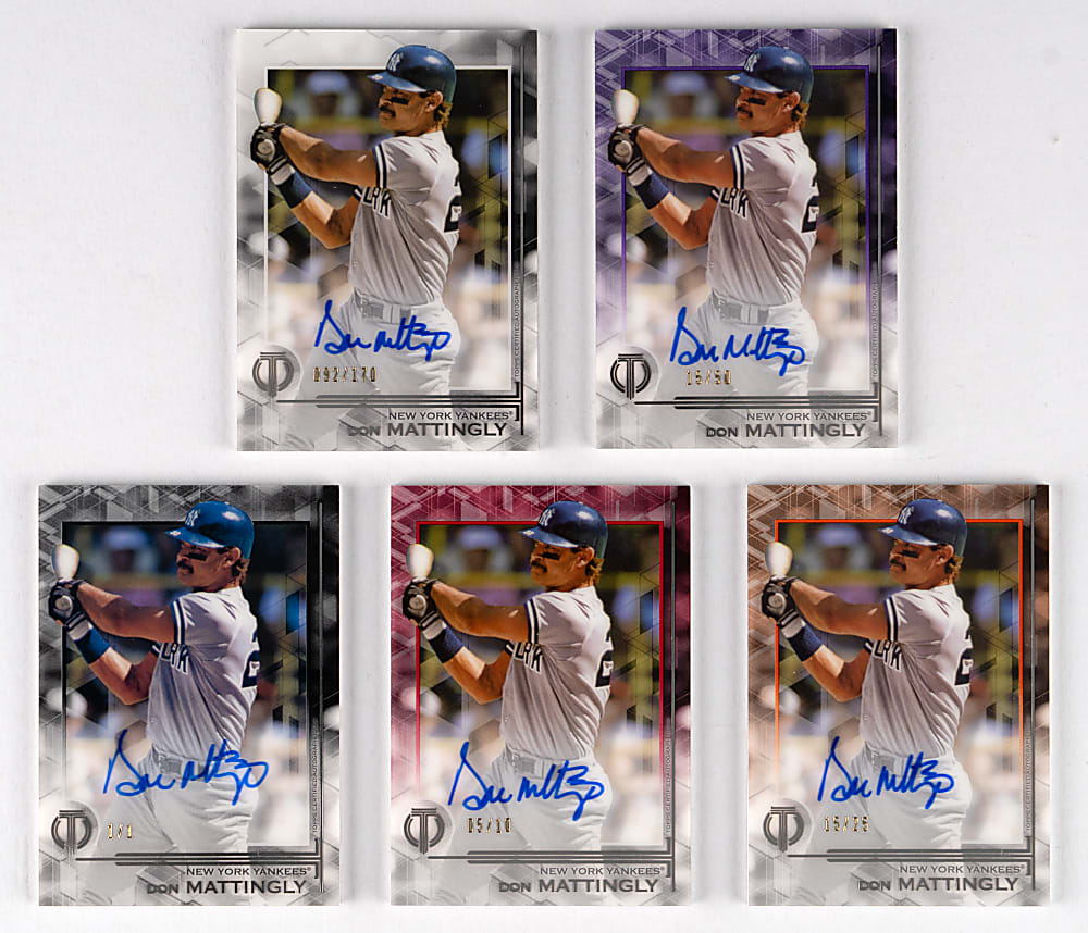 2019 Topps Tribute Don Mattingly Certified Autograph Near Rainbow Set (5) Different with #1/1