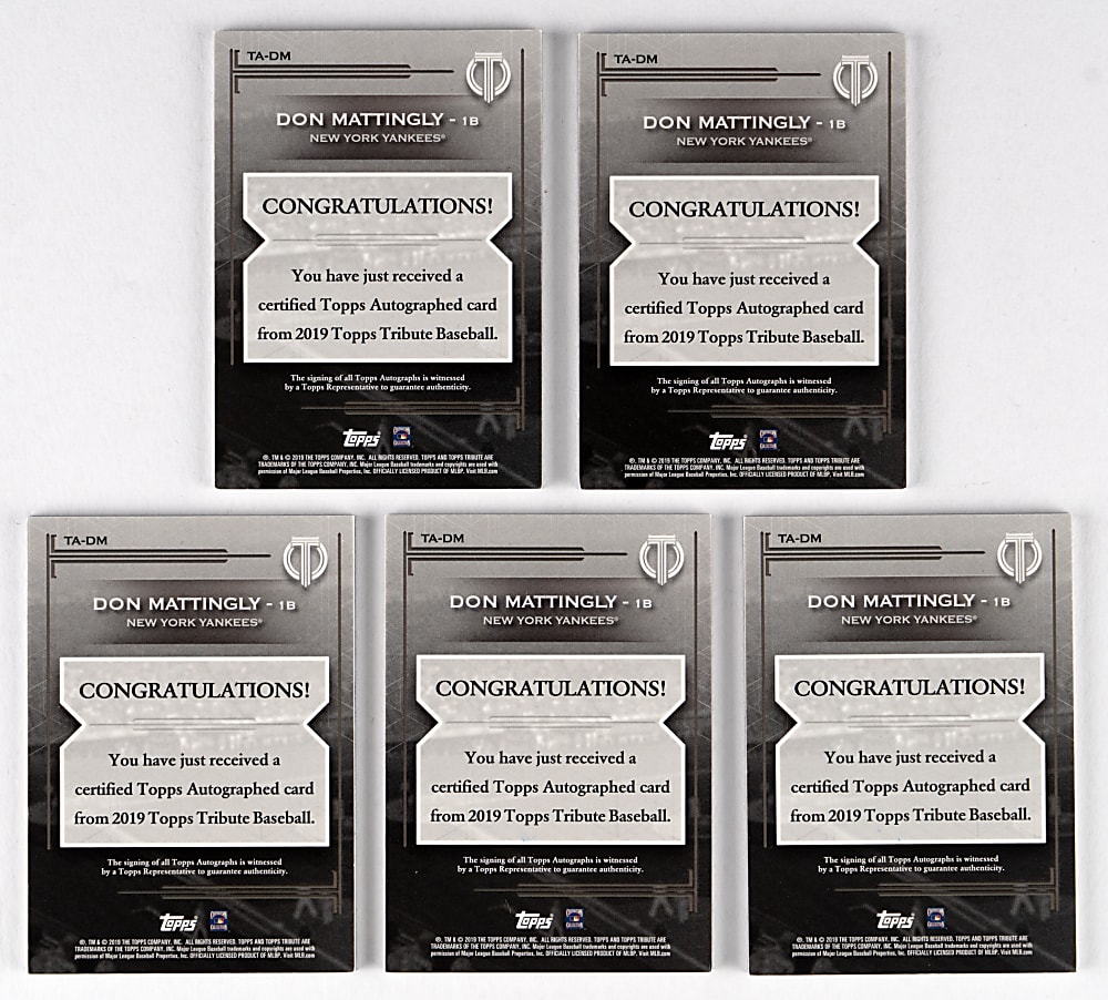 2019 Topps Tribute Don Mattingly Certified Autograph Near Rainbow Set (5) Different with #1/1