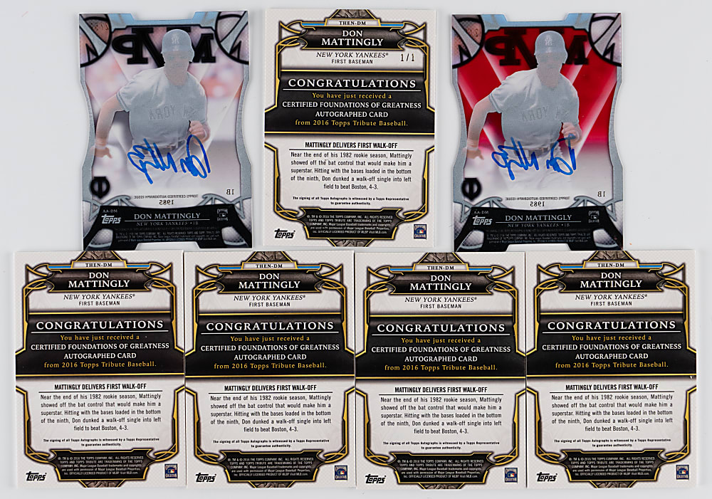 2016 Topps Tribute Don Mattingly Certified Autograph Near Rainbow Set Pair (7) Different with (2) #1/1