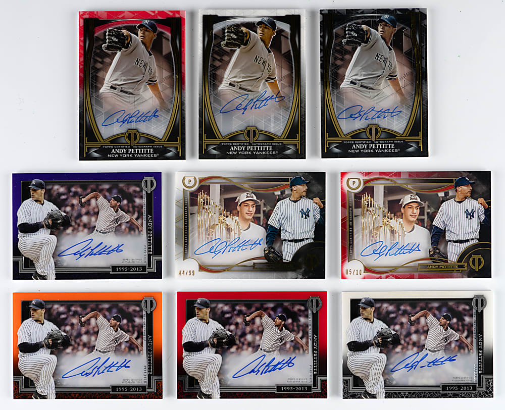 2017-2019 Topps Tribute Andy Pettitte Certified Autograph Near Rainbow Set Trio - (9 Total Cards)