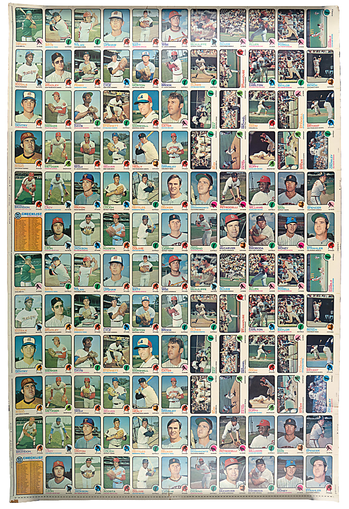 1973 Topps Uncut Sheet (132 Cards) with (12) Hall of Famers Including (2) Johnny Bench & (2) Tom Seaver - Clean!