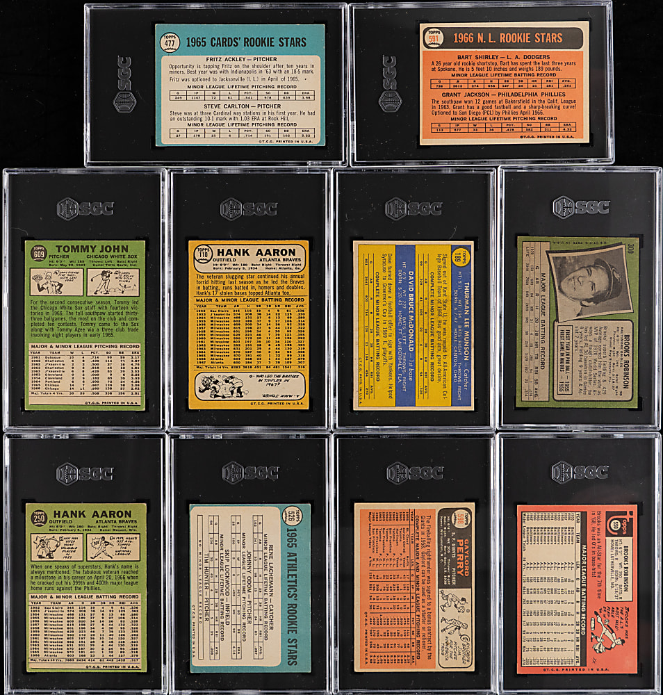 1965-1971 Topps Hall of Fame & Star SGC Graded Collection (10) with Rookies & High Numbers