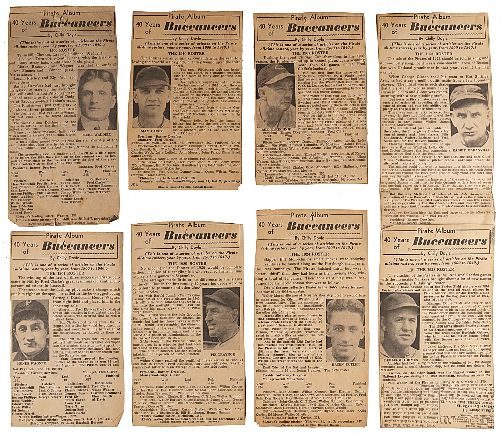 1940 Pittsburgh Sun-Telegraph 40 Years of Buccaneers Pirate Album Set (40) with (9) Hall of Famers Including Honus Wagner - Uncatalogued