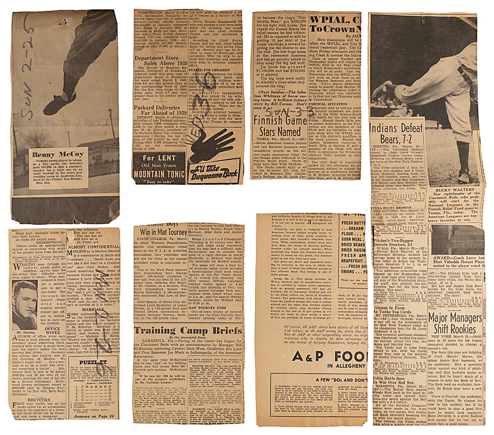 1940 Pittsburgh Sun-Telegraph 40 Years of Buccaneers Pirate Album Set (40) with (9) Hall of Famers Including Honus Wagner - Uncatalogued
