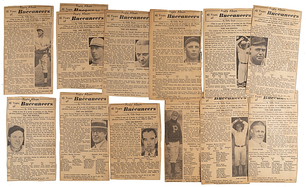 1940 Pittsburgh Sun-Telegraph 40 Years of Buccaneers Pirate Album Set (40) with (9) Hall of Famers Including Honus Wagner - Uncatalogued