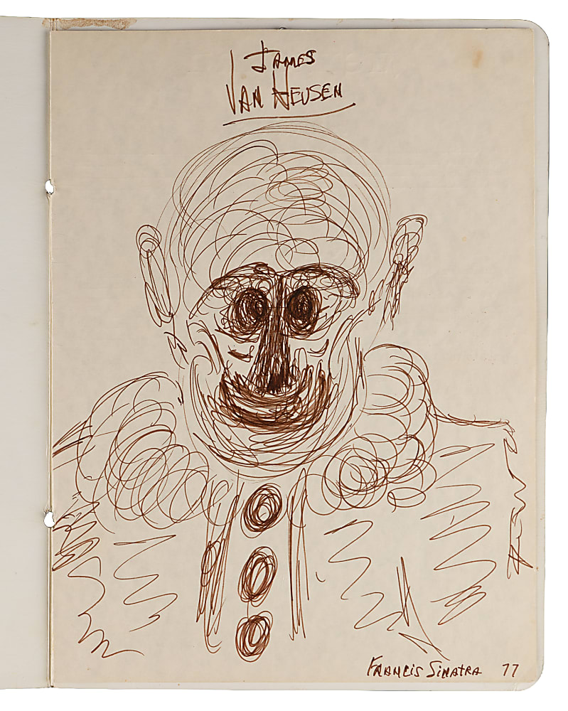 1977 Frank Sinatra Original Clown Sketch on Sombrero Restaurant Menu with Provenance Letter