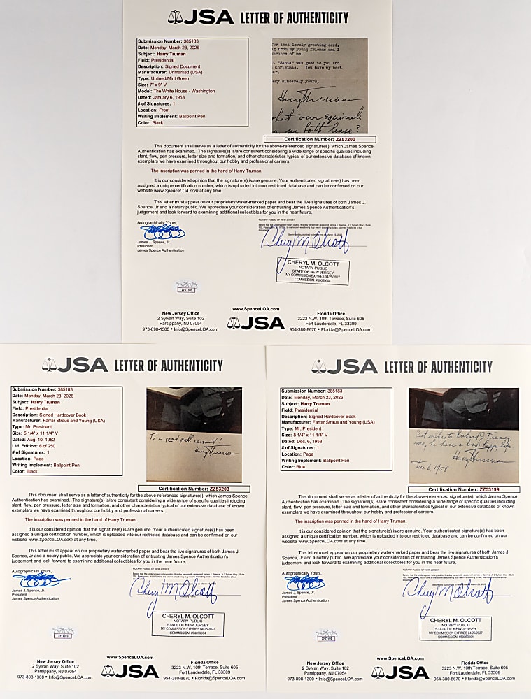 Harry S. Truman Signed "Mr. President" Books (2) with Limited-Edition Copy Plus Typed Letter Signed & Acme Newspictures Photograph - Each Signature with Full JSA LOA