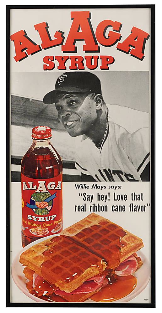 1960s Willie Mays AlAga Syrup 10x20 Framed Advertisement Display