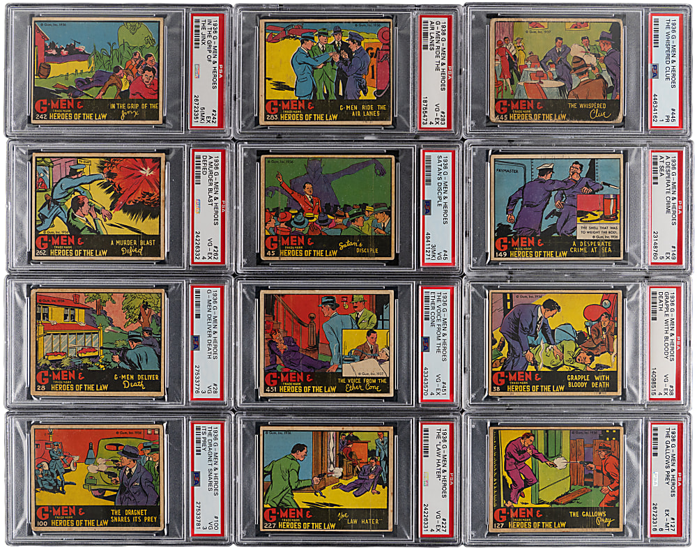 1936 R60 Gum Inc. G-Men & Heroes of the Law Partial Set (127/168) with (21) PSA Graded