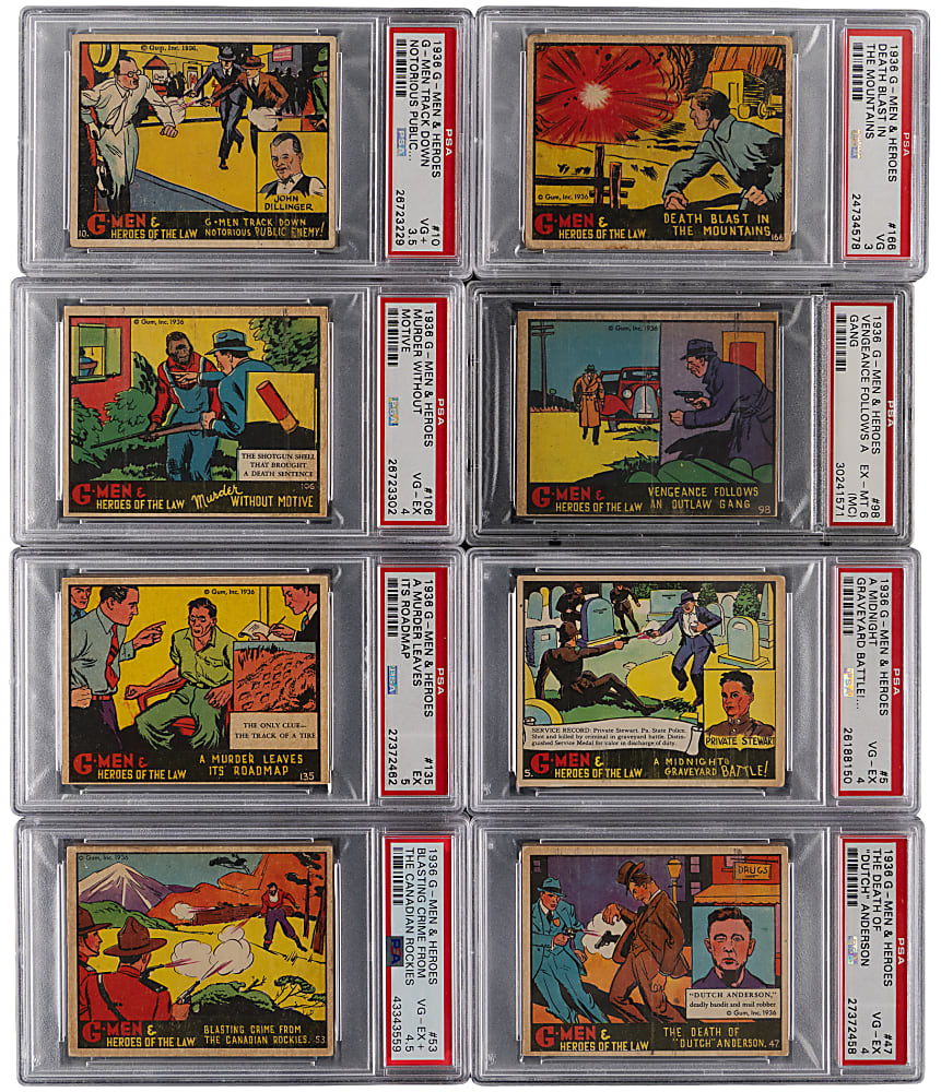 1936 R60 Gum Inc. G-Men & Heroes of the Law Partial Set (127/168) with (21) PSA Graded