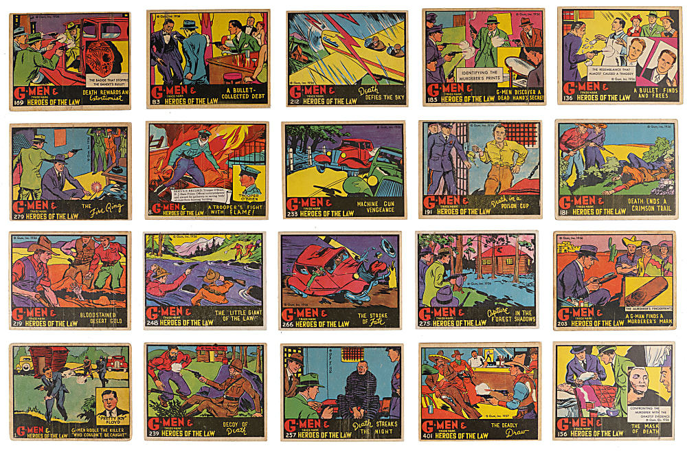 1936 R60 Gum Inc. G-Men & Heroes of the Law Partial Set (127/168) with (21) PSA Graded